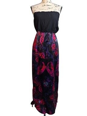 y2k Charlotte Russe black & purple butterfly print maxi dress Sz M